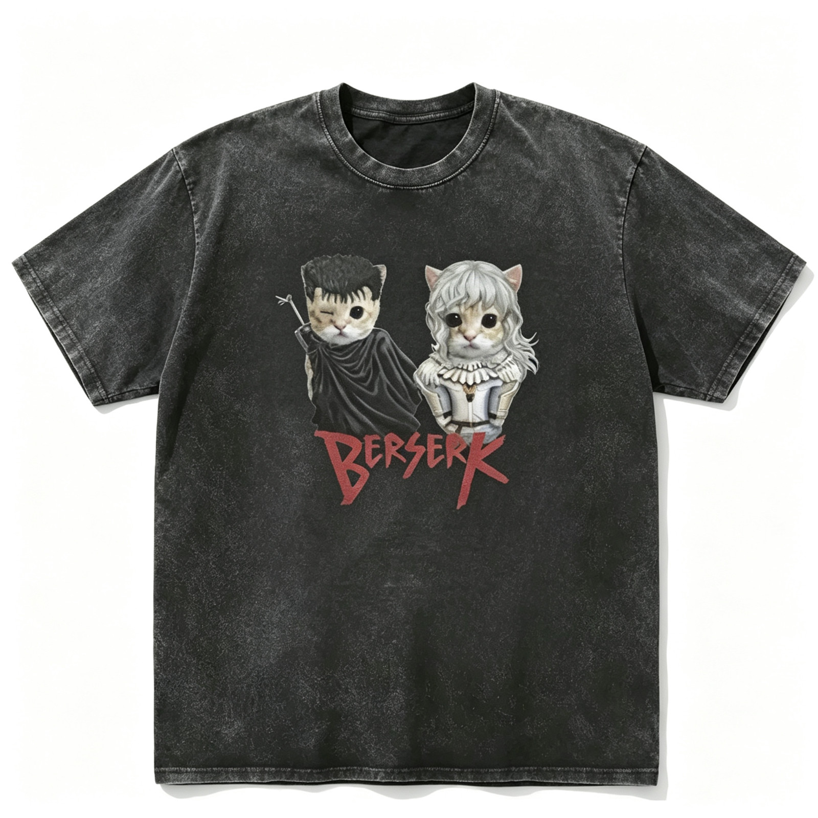 Berserk Cat Anime Graphic Unisex Cotton Streetwear Y2K Aesthetic Tee