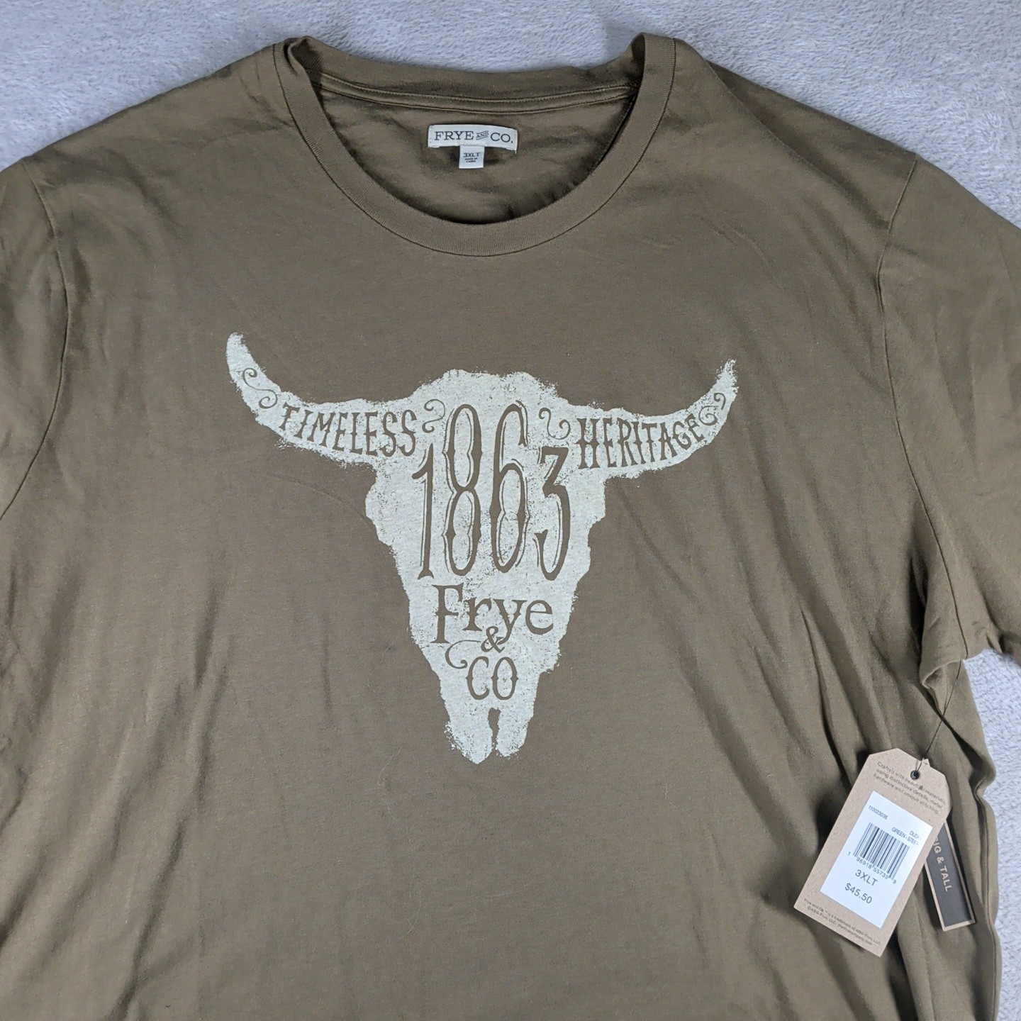 Frye & Co. Heritage Short Sleeve T-shirt Men’s 3XLT Western Steer NWT