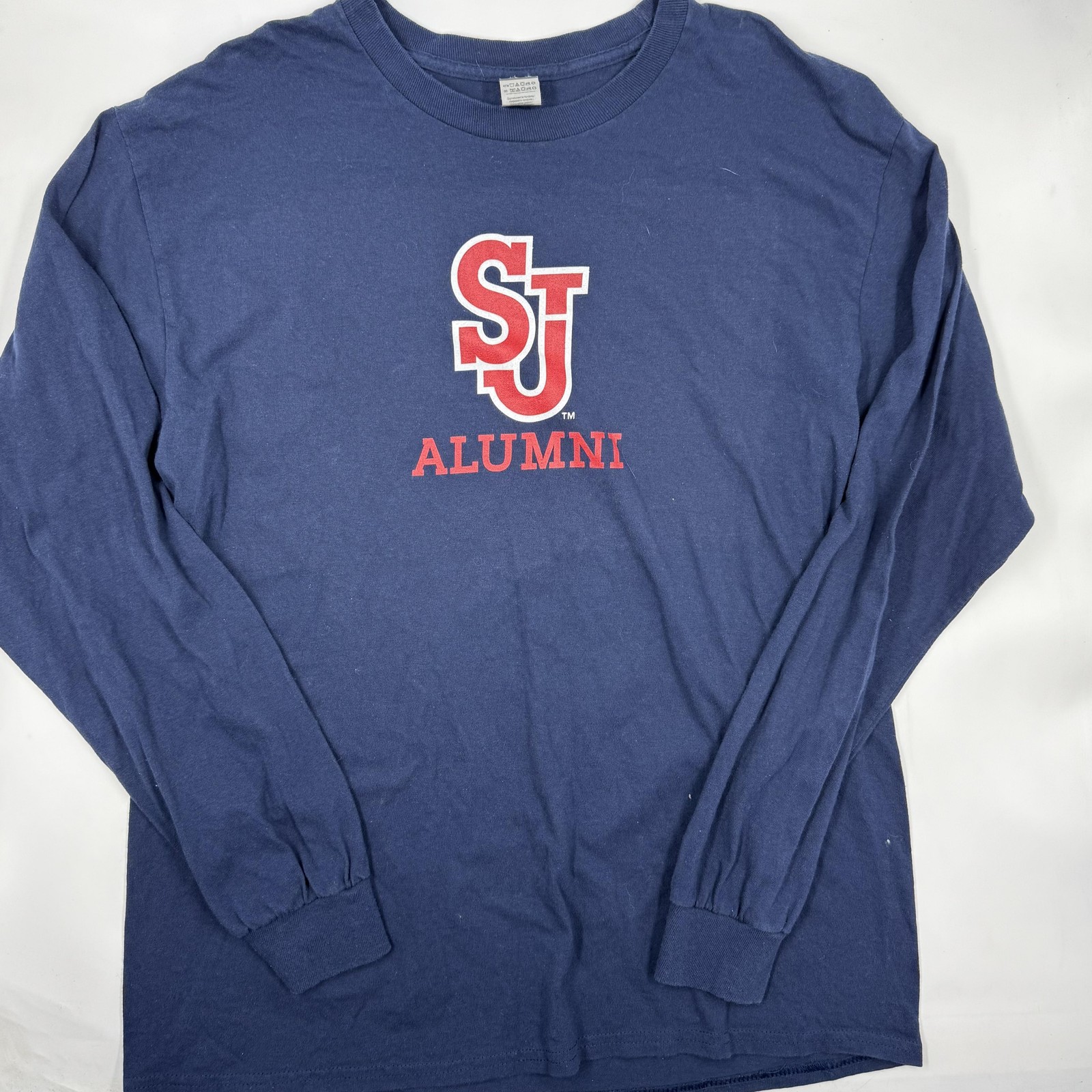 Gildan Shirt Mens L Blue Long Sleeve SJ Alumni Graphic Heavyweight Cotton