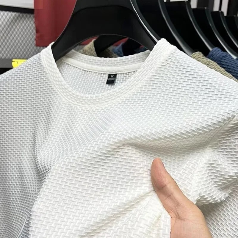 Men’s Cooling Mesh T-Shirt Ice Silk Breathable Short Sleeve Summer Quick Dry Tee