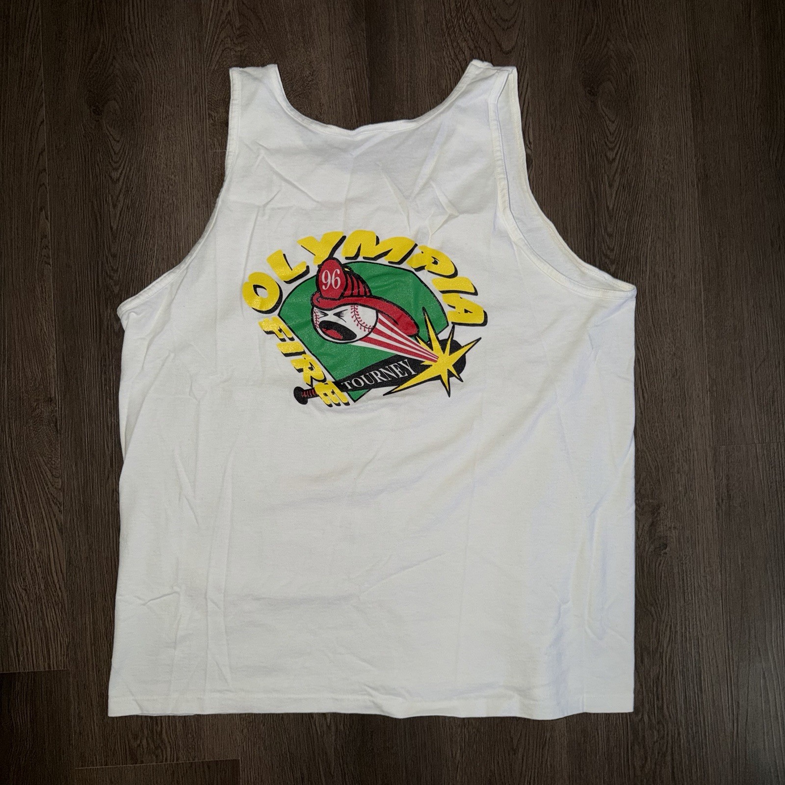 Vintage 90s Olympia Washington Firefighter Softball Tournament Sleeveless Tee L
