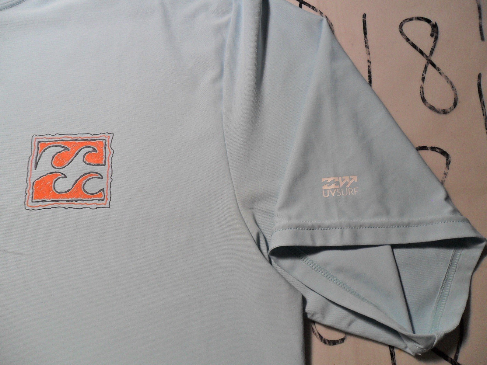 XL UV Surf Sun Rash Guard Billabong Baby Blue Shirt