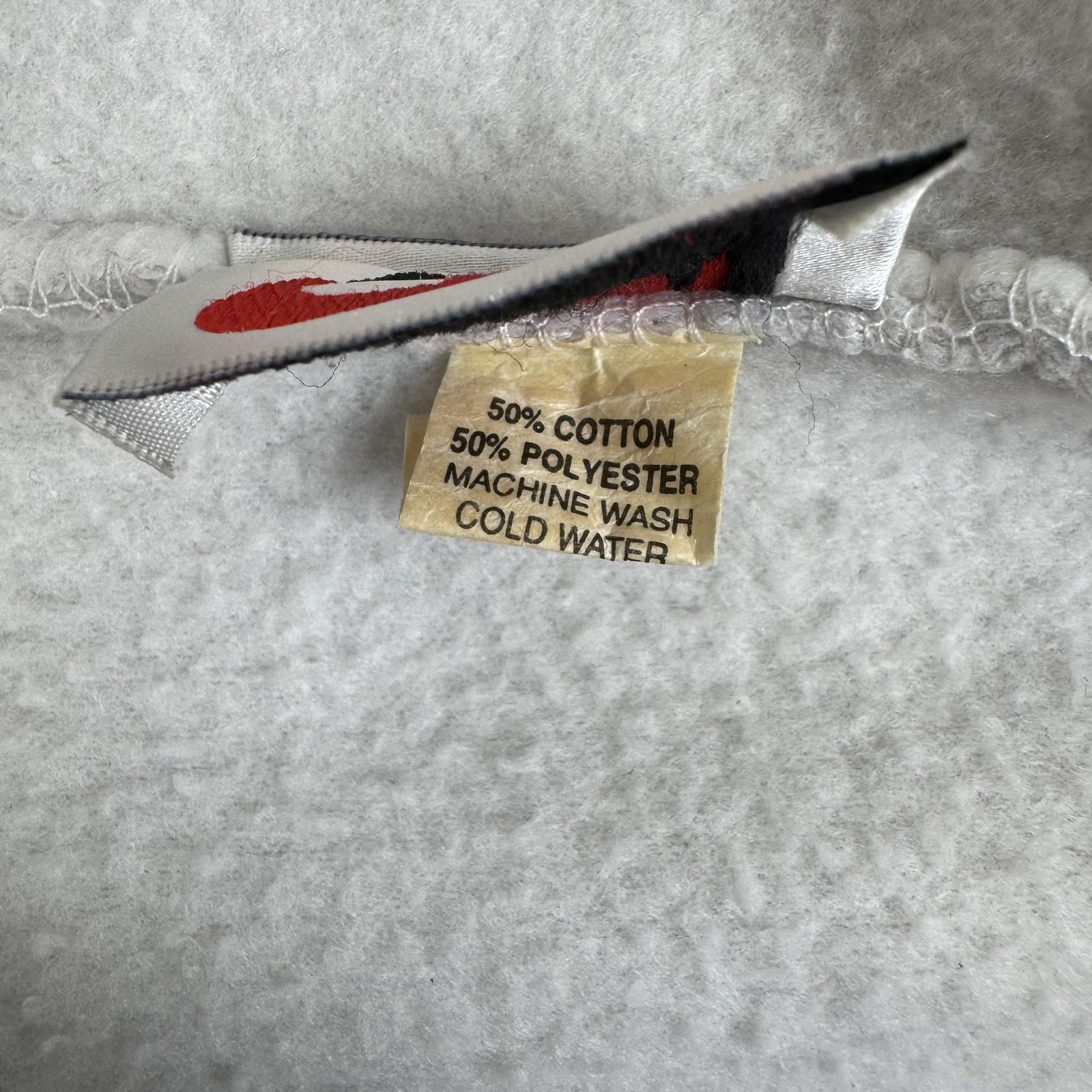 Vintage Nike Pullover Mens Large Gray Red Swoosh Fleece Half Zip Made USA 90s