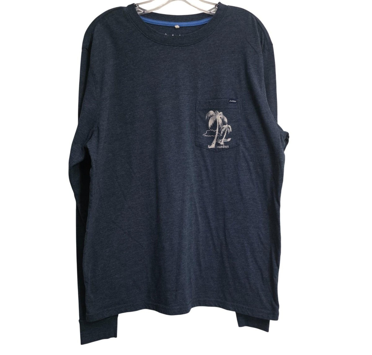 Chubbies Mens Large The Relaxer Blue Weekend Arrived Pocket Graphic Long T Shirt