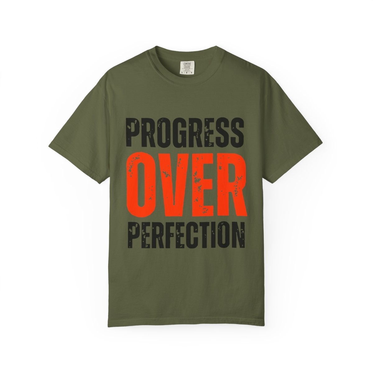 Progress Over Perfection Motivational Quote Unisex Cotton Crew Tee