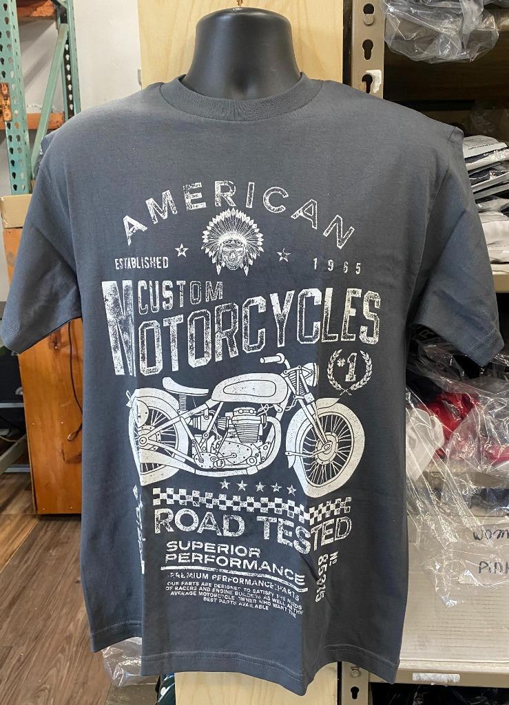 NEW PRINTED MOTORCYCLE COTTON BLACK GREY NAVY BLUE SHORT SLEEVES T-Shirt