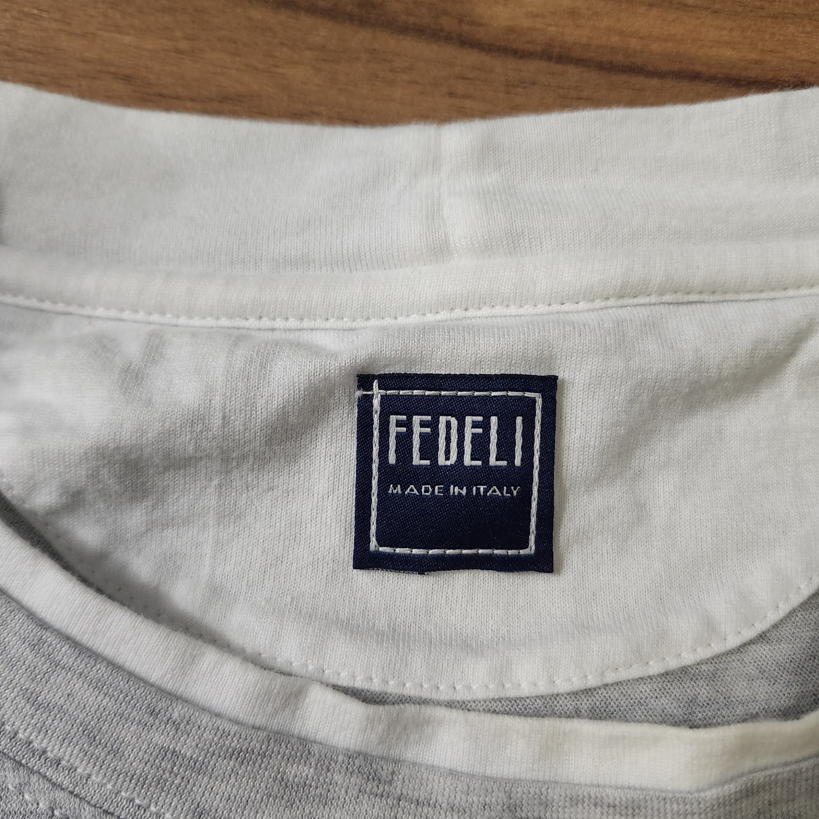 Fedeli Italy Men’s Duo Cotton Jersey Mèlange T-shirt Grey/White Size XXL