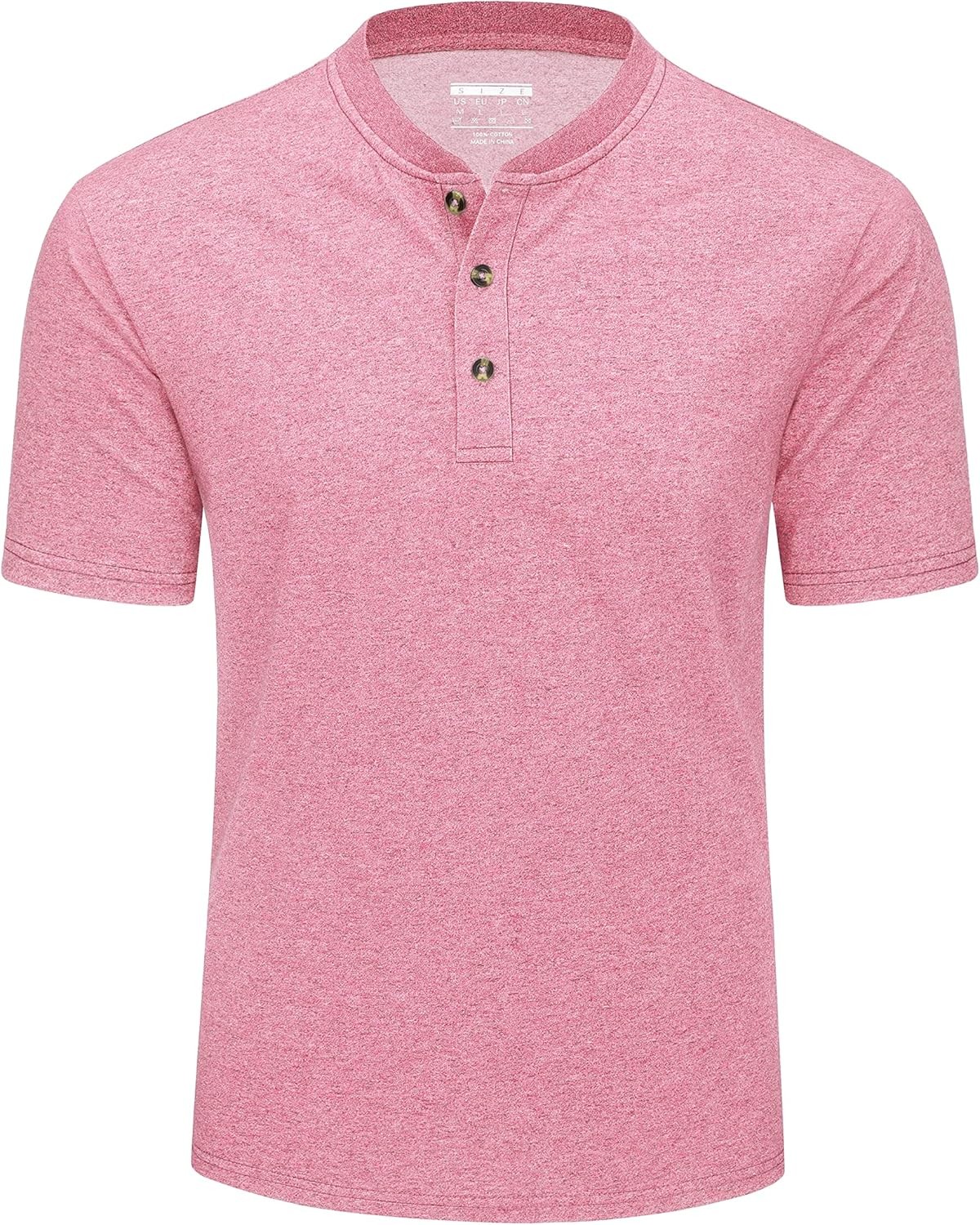 Men’s Henley Short Sleeve Shirt Moisture Wicking Lightweight