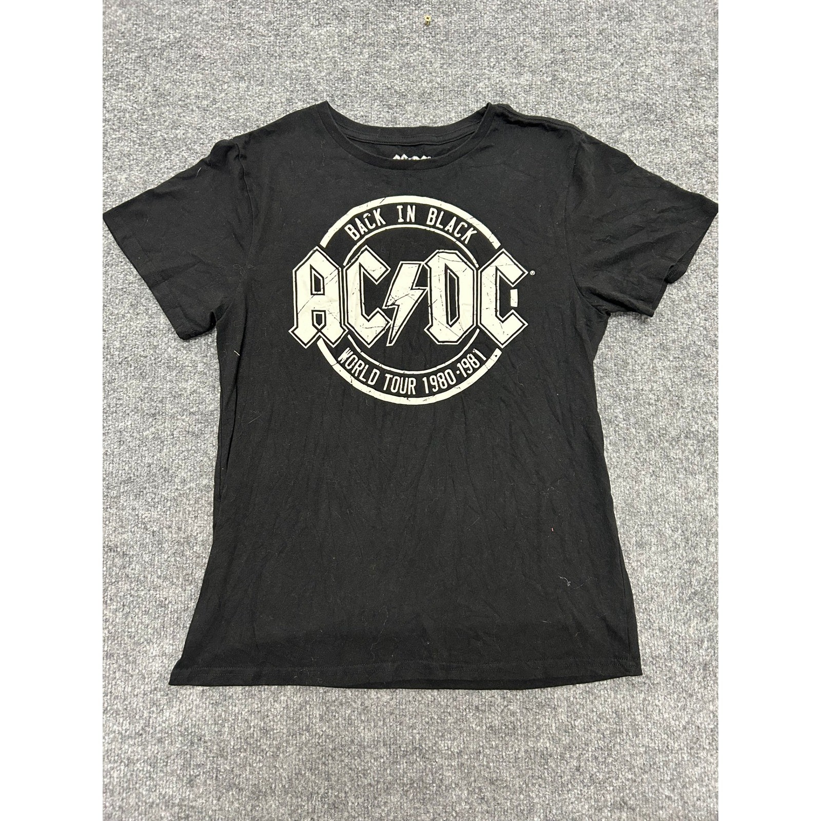 AC/DC T-Shirt Mens Size M Black Back In Black World Tour 1980-1981 Graphic Tee