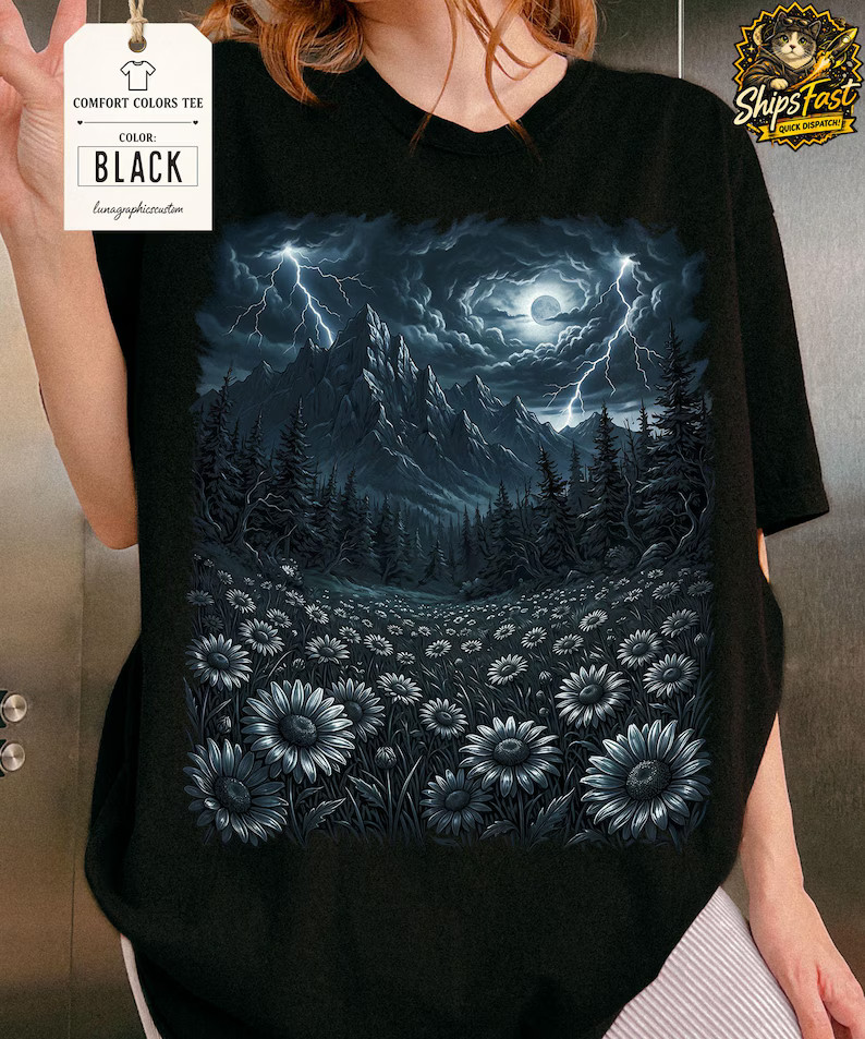 Wildflowers Mountains Comfort Tee Nature Outdoors Soft Gift