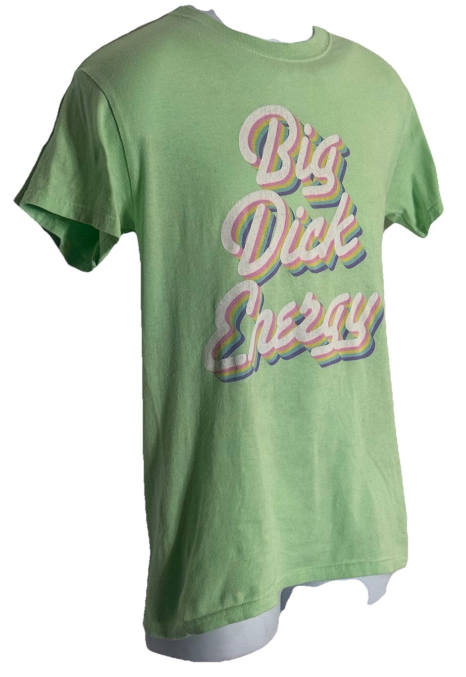 Spencer’s Big Dick Energy Funny Graphic T Shirt Green Rainbow Adult S