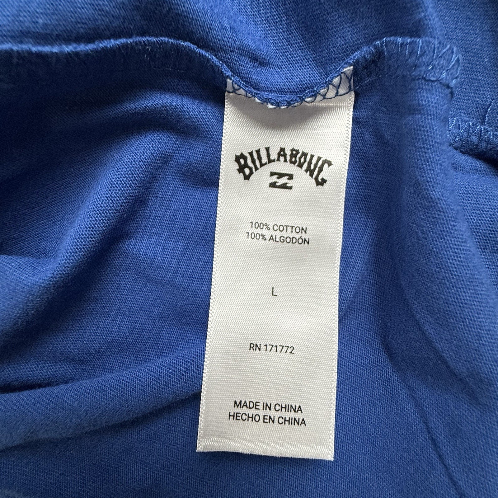 NEW Billabong Surf Waves Logo True Blue T Shirt Men’s Size Large 100% Cotton