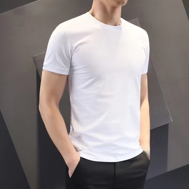 Universal Men’s Polyester Fiber Plain Crew Neck Tee Short Sleeves T-Shirt M-5XL
