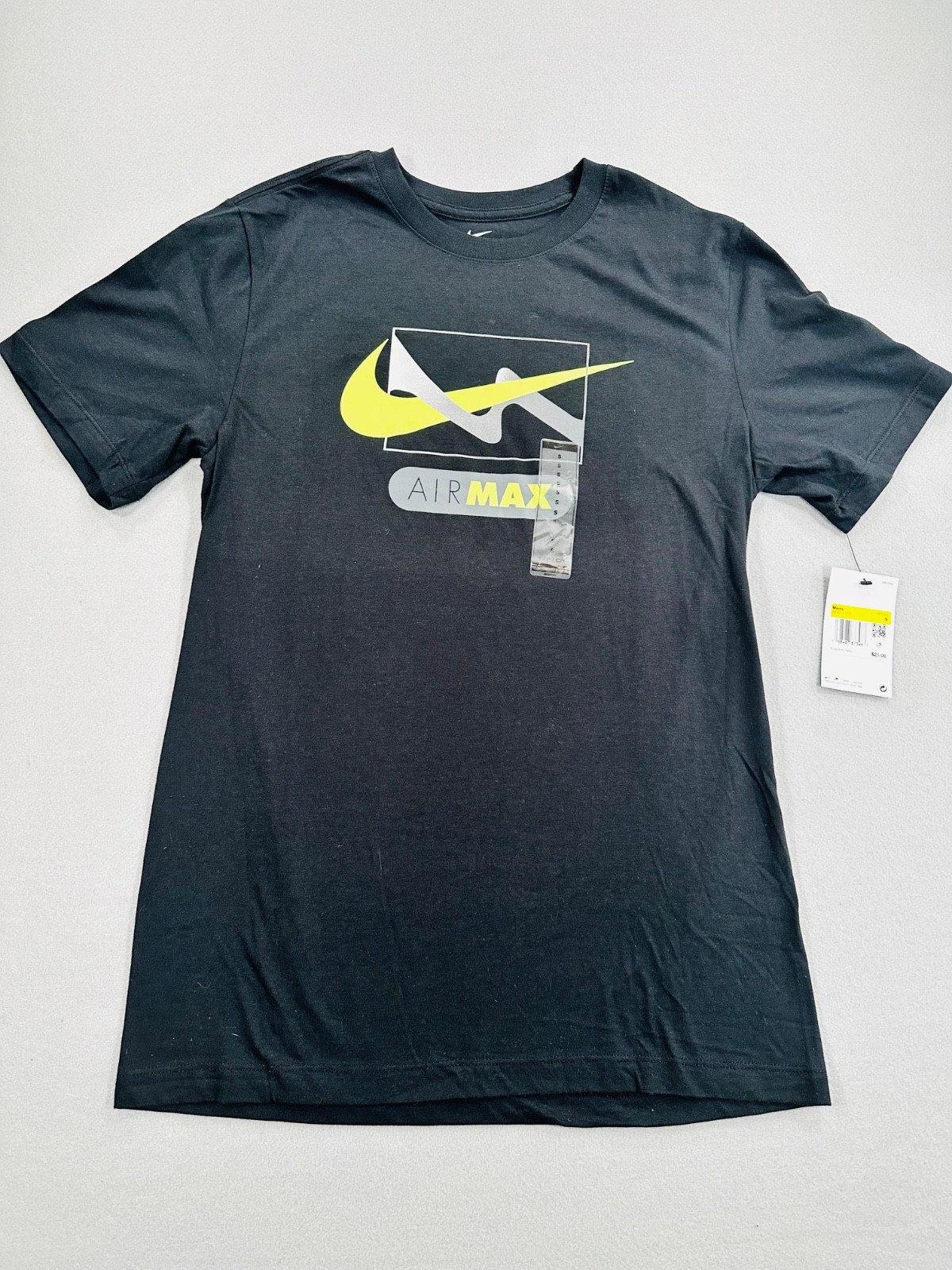Nike Air Max T Shirt Men’s Small Black Neon Volt Graphic Tee NWT