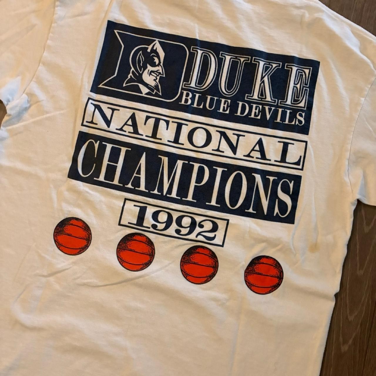 1992 Duke University National Champions white t-shirt with cool backhit Size L