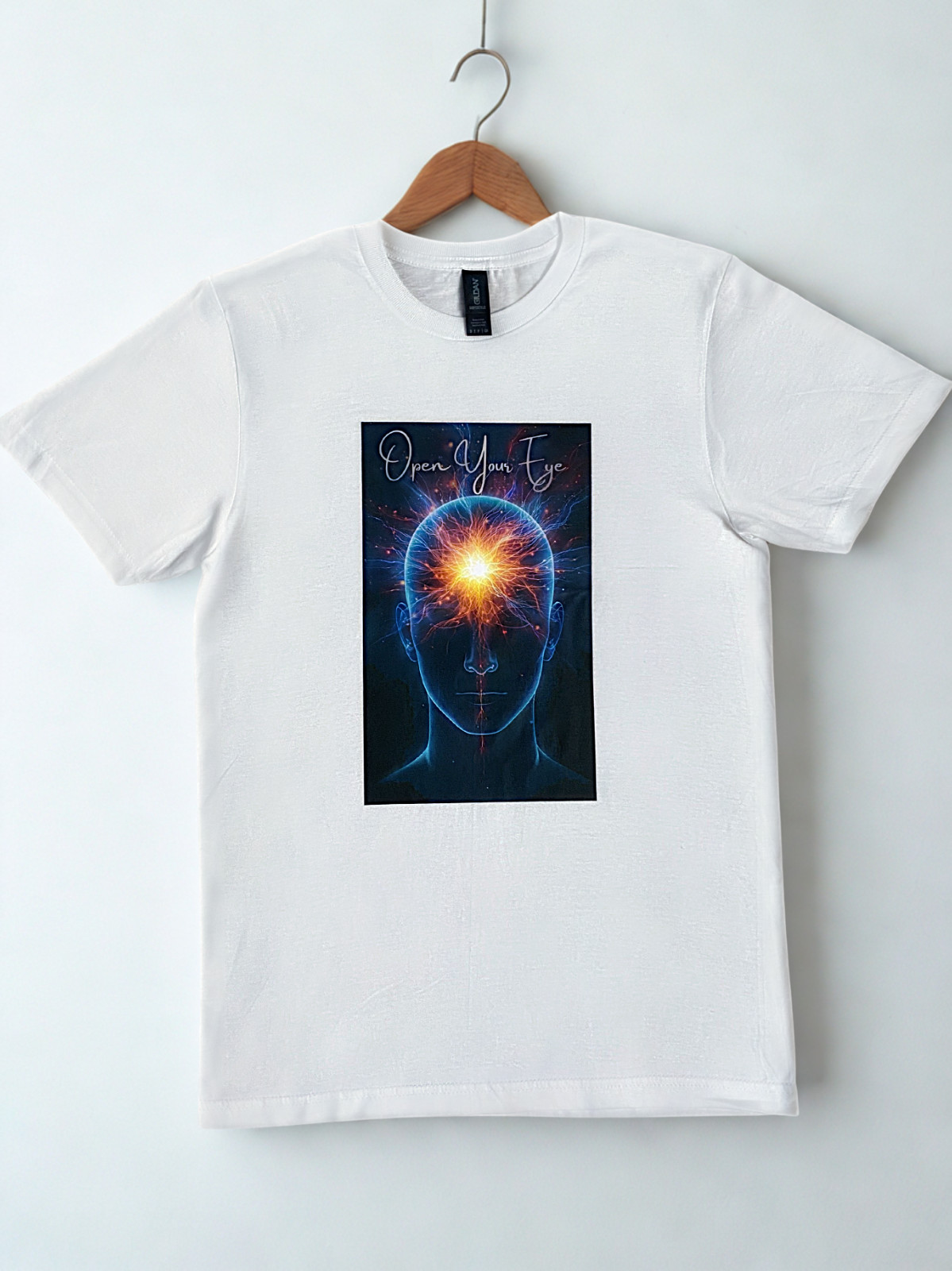 DTF Custom Made – OPEN YOUR EYE Short Sleeve T-Shirt – Black & White SML