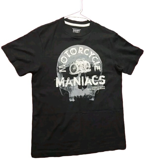 Motorcycle Skull T-shirt Large Old Navy Black