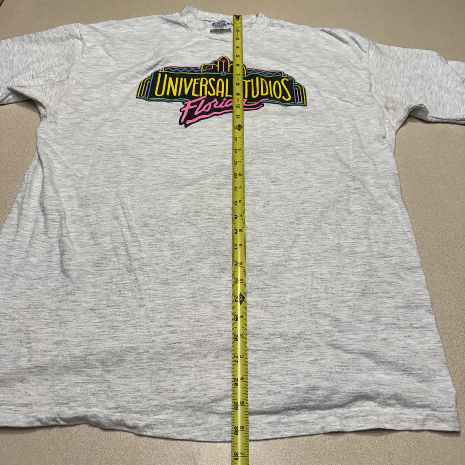 Vintage 90s UNIVERSAL STUDIOS FLORIDA NEON Beefy T-shirt See Pics Spots XXL USA