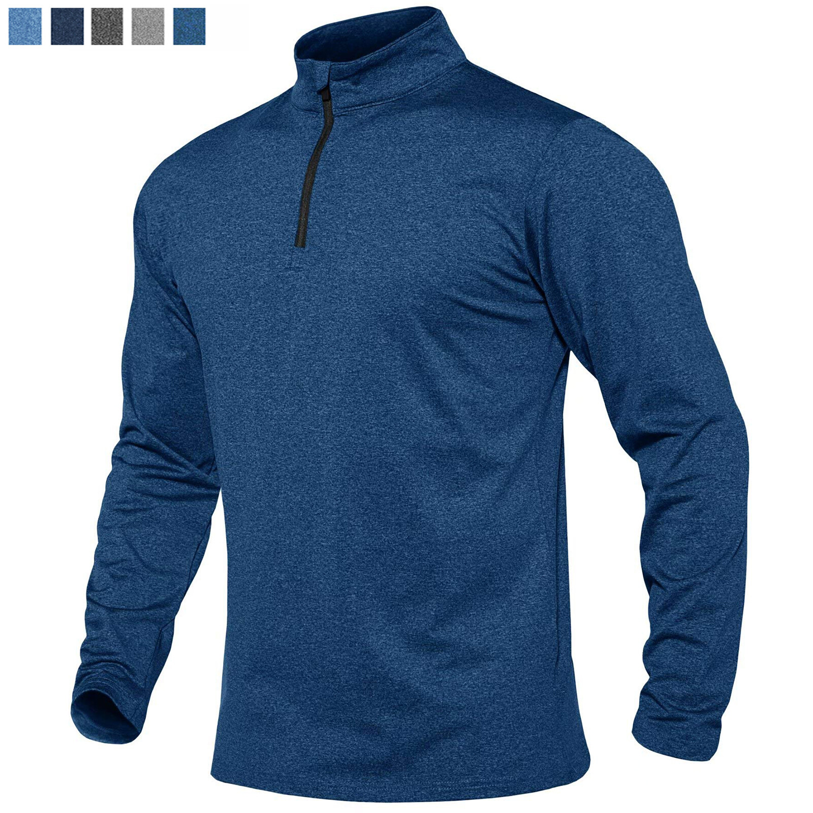 Men’s 1/4 Zip Lightweight Fleece Sweatshirt Gym Workout Sport Long Sleeve Shirts