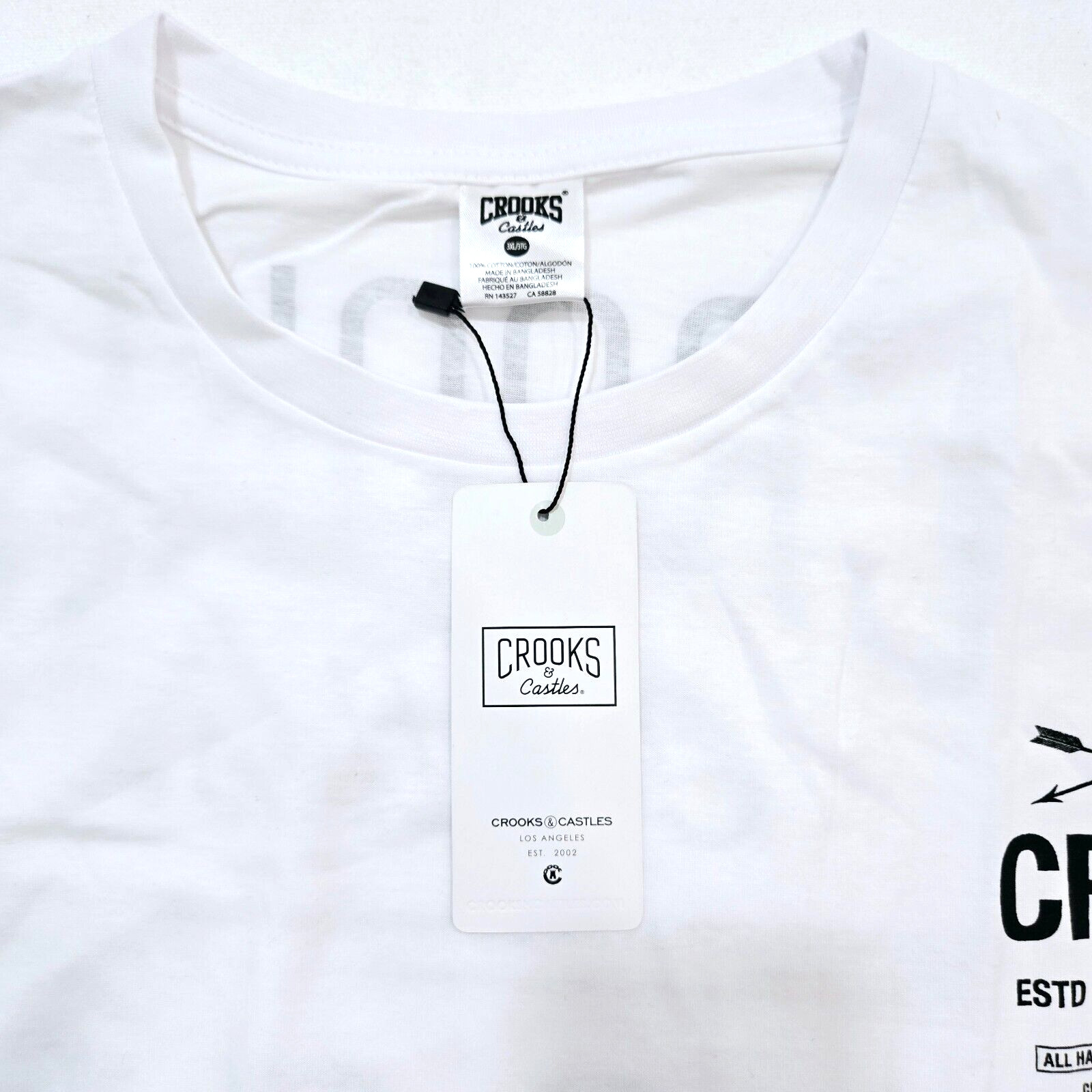 Crooks and Castles Big & Tall Men’s T-Shirt Design Black & White Short Sleeve
