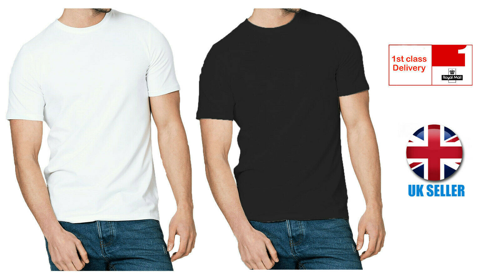 1 , 3 & 5 Pack Mens T-Shirt Cotton Plain Tee Shirts T Shirt Round Neck Lot New