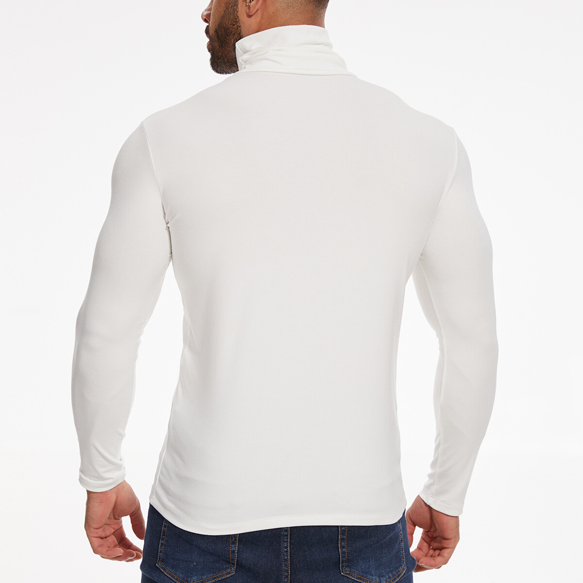 Men Pullover Turtle Neck T-shirt Slim Fit Tops Warm Winter Long Sleeve Shirts