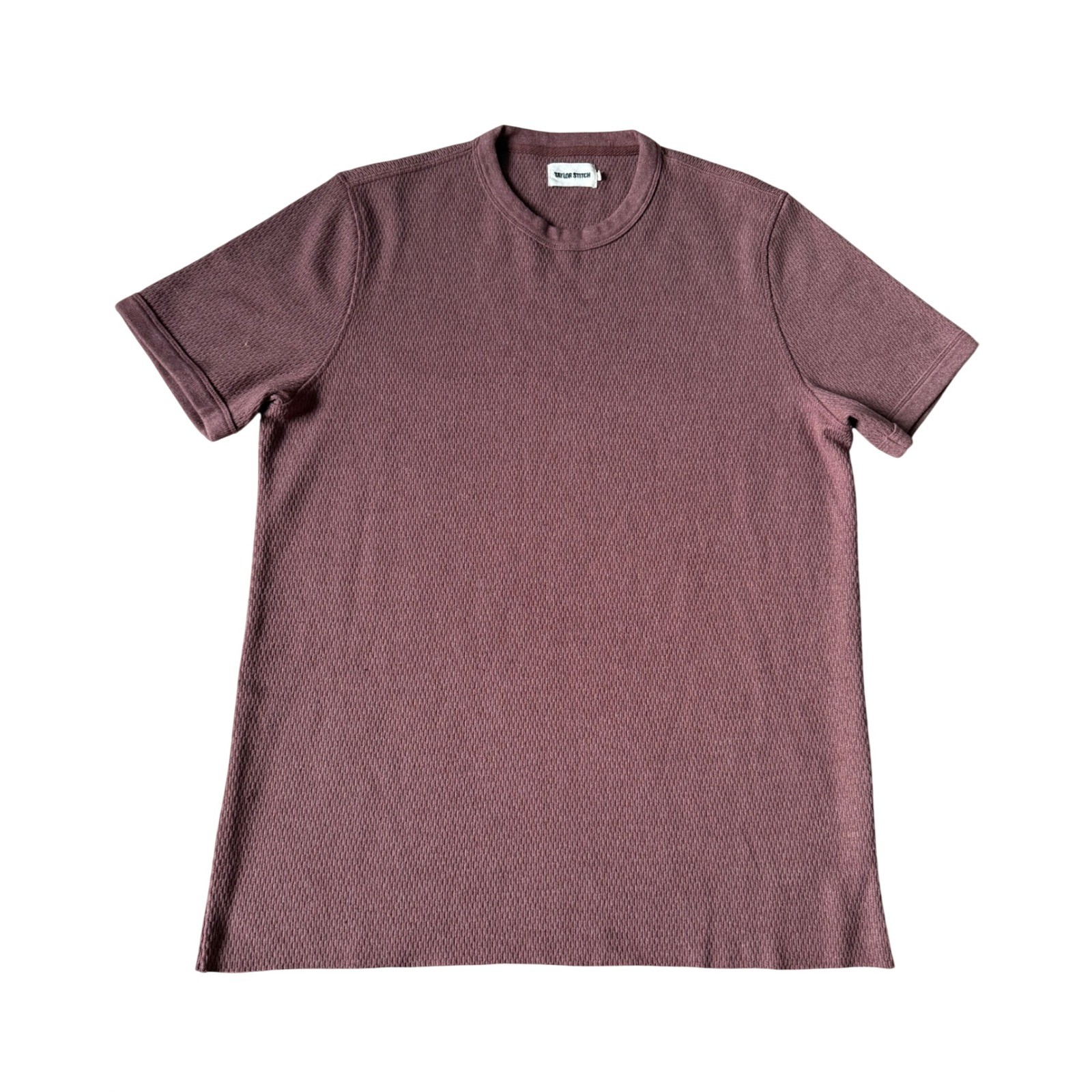 Taylor Stitch Tee CUT OFF BOTTOM Heavy Bag Waffle Burgundy Red 42 US Large