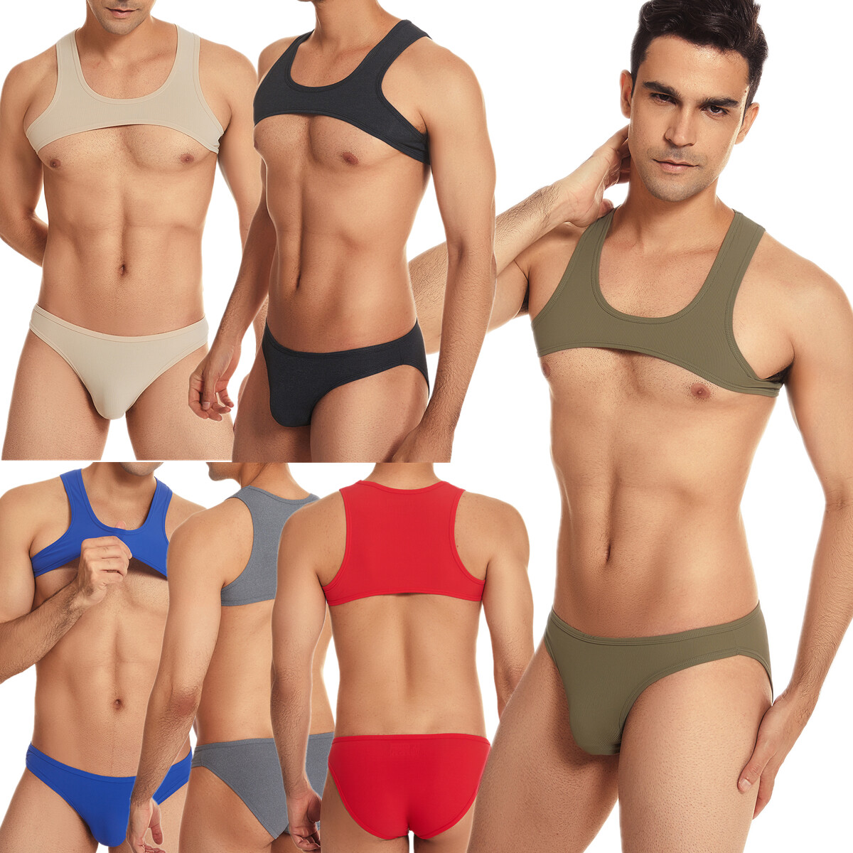 Mens Harness Tanks Tops Underwear Gay Sexy Stage Dance Showwear Male Vest Briefs