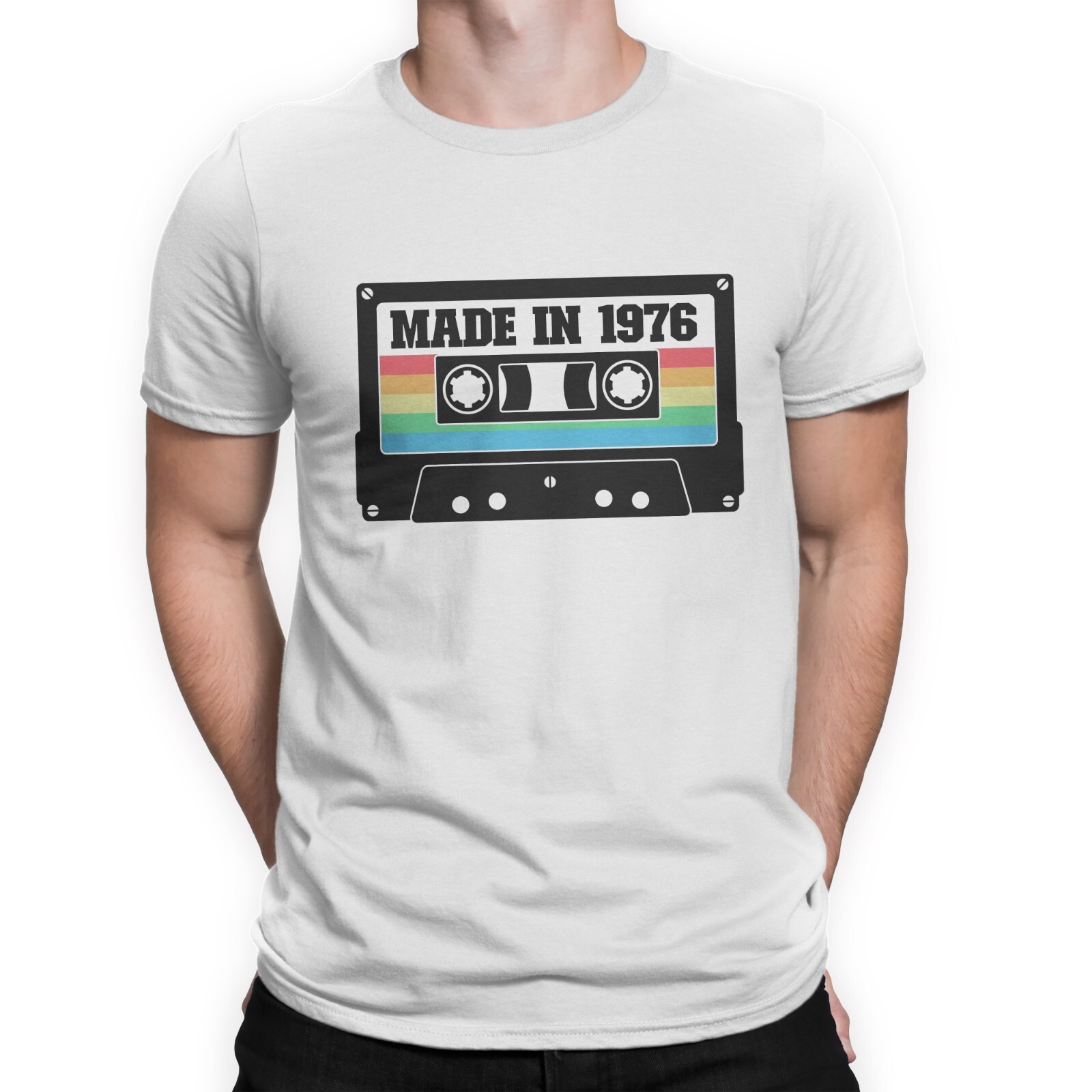 47th Birthday T-Shirt Made In 1976 Retro Funny Gift For Him Tape Mens Top Tee