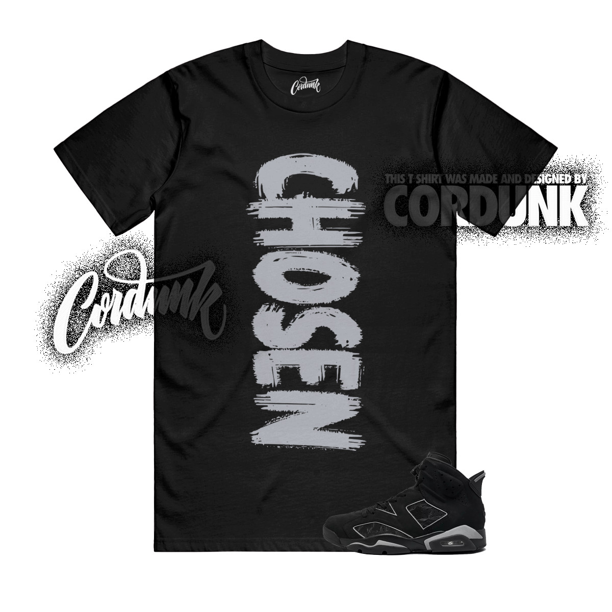 6 Cap and Gown Black Multi-Color Reflect Silver T Shirt Match CHOSEN