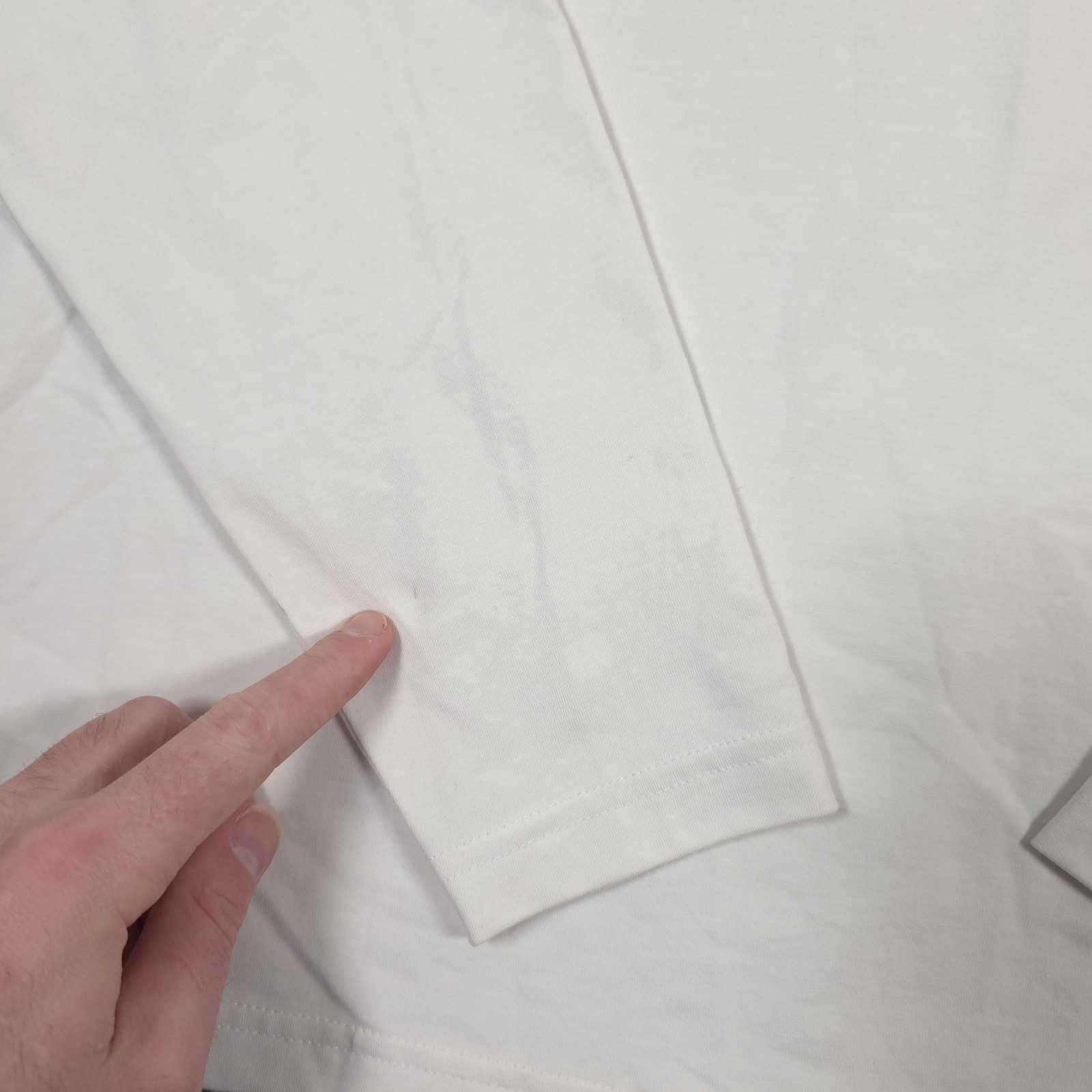 NWD Rhone Element Tee Mens L White Long Sleeve Crew Slim Fit Organic Cotton READ