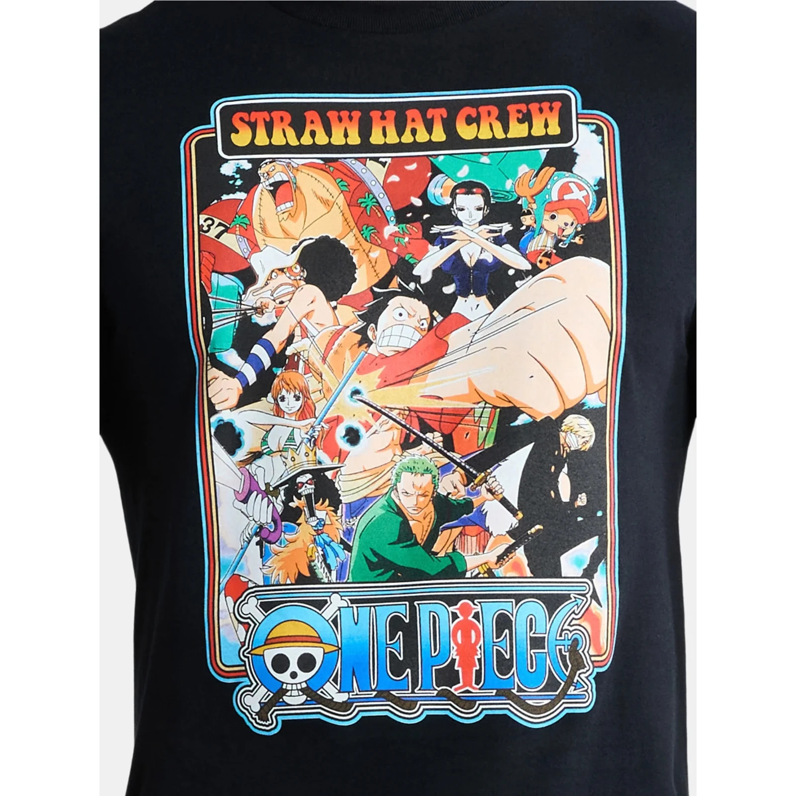 Mens One Piece Straw Hat Crew Short Sleeve T Shirt Black Anime XXX-Large 3X 3XL