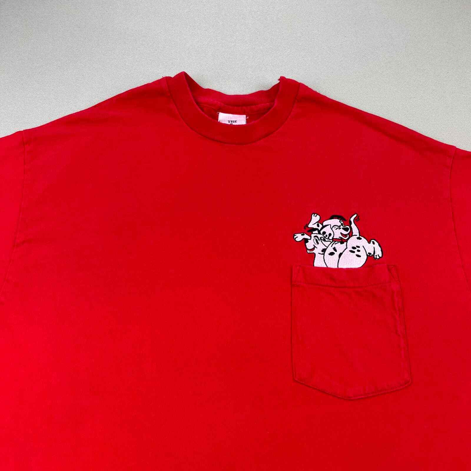 Vintage Disney 101 Dalmatians T-Shirt Adult XL Red Movie Cruella De Vil USA 90s