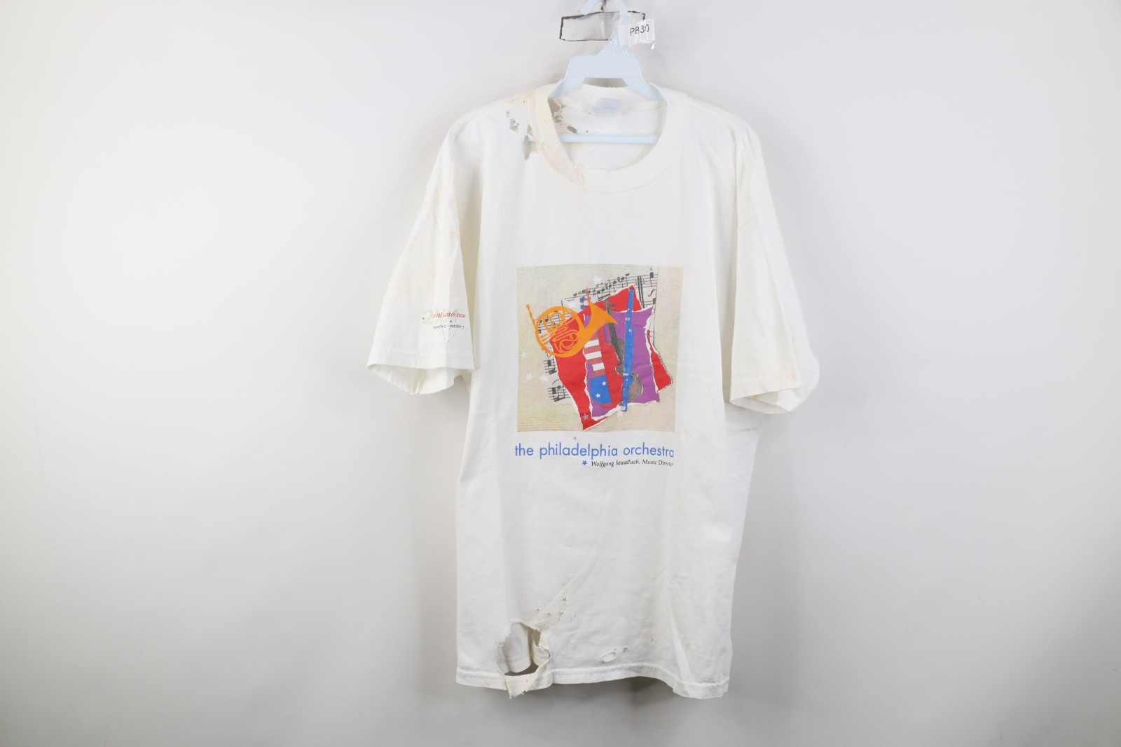 Vtg Y2K Mens XL Thrashed 2001 Tour The Philadelphia Orchestra Sawallisch T-Shirt