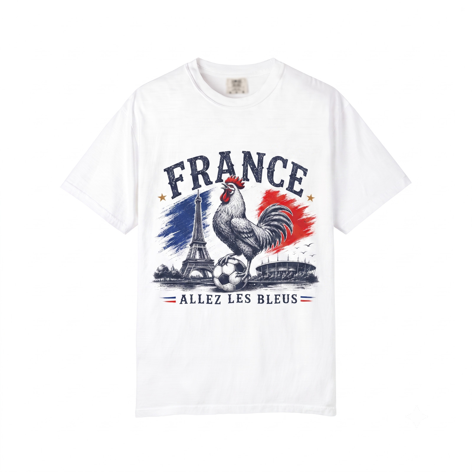 Vintage France Football Unisex T Shirt Allez Les Bleus Rooster Graphic Tee Gift