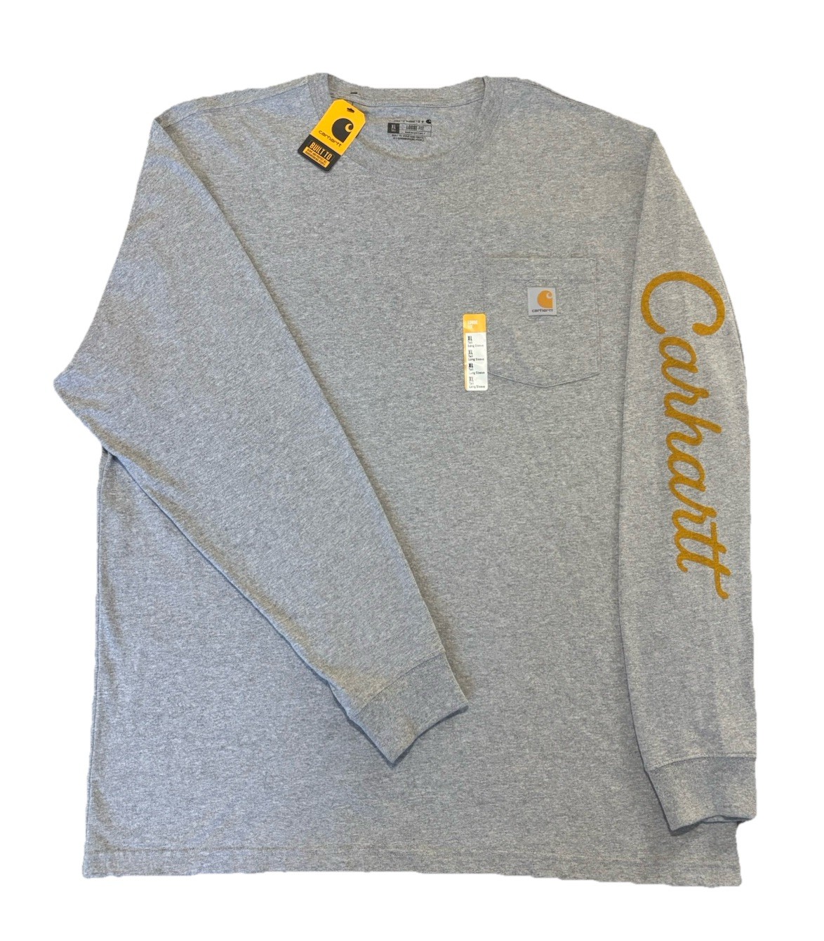 Carhartt Loose Fit Heavyweight Long-Sleeve Pocket Dog Graphic T-Shirt Gray XL