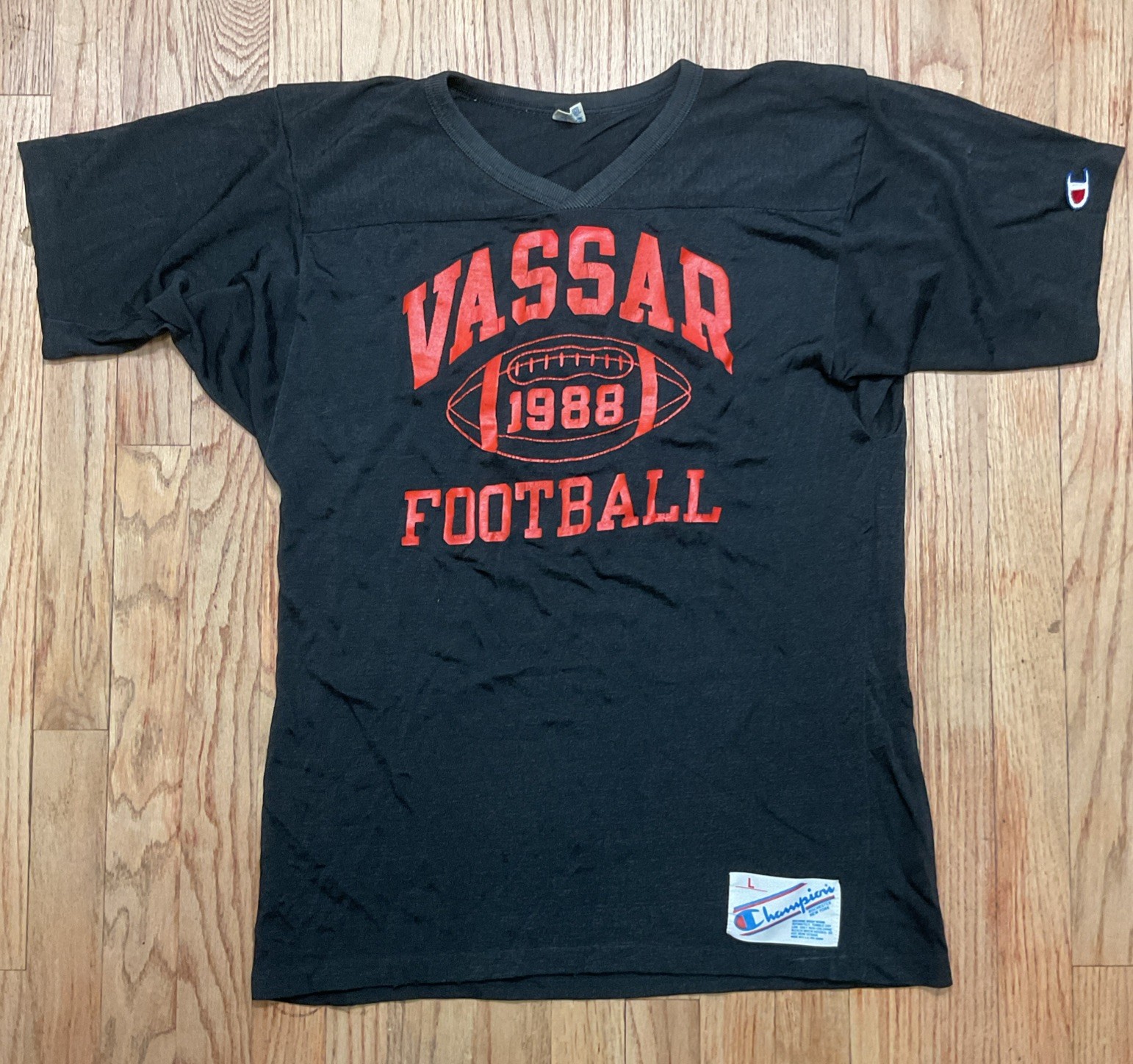 True Vintage 70’s 80’s Champion Vassar Nylon Cotton Blend Football Jersey Large