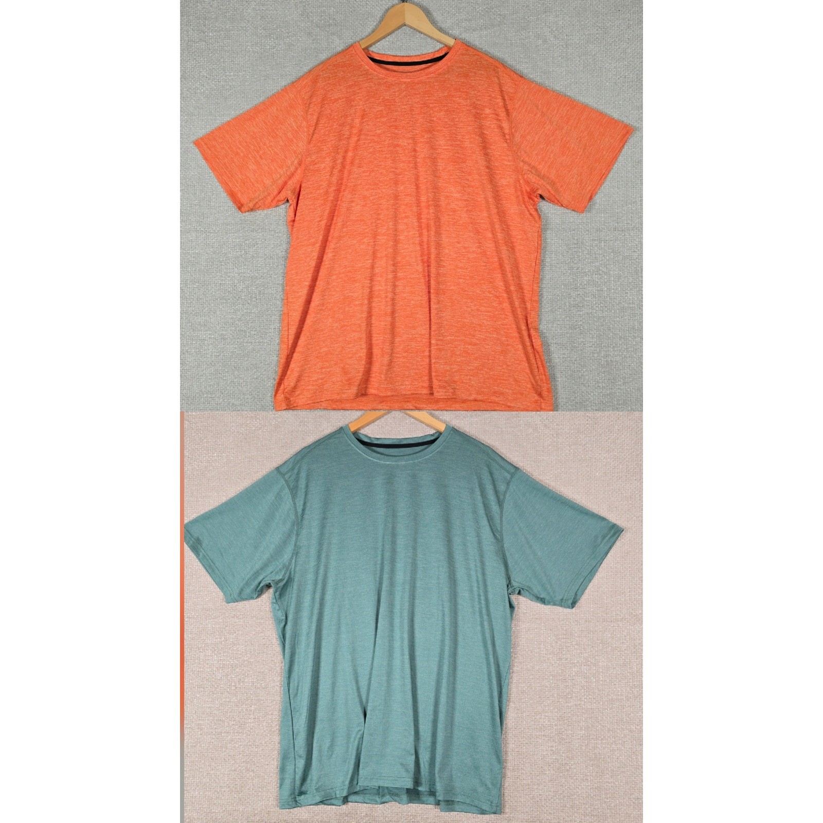 Liberty Pro Mens XXL 2 Pack Performance T-Shirts Orange Teal Heathered Stretch