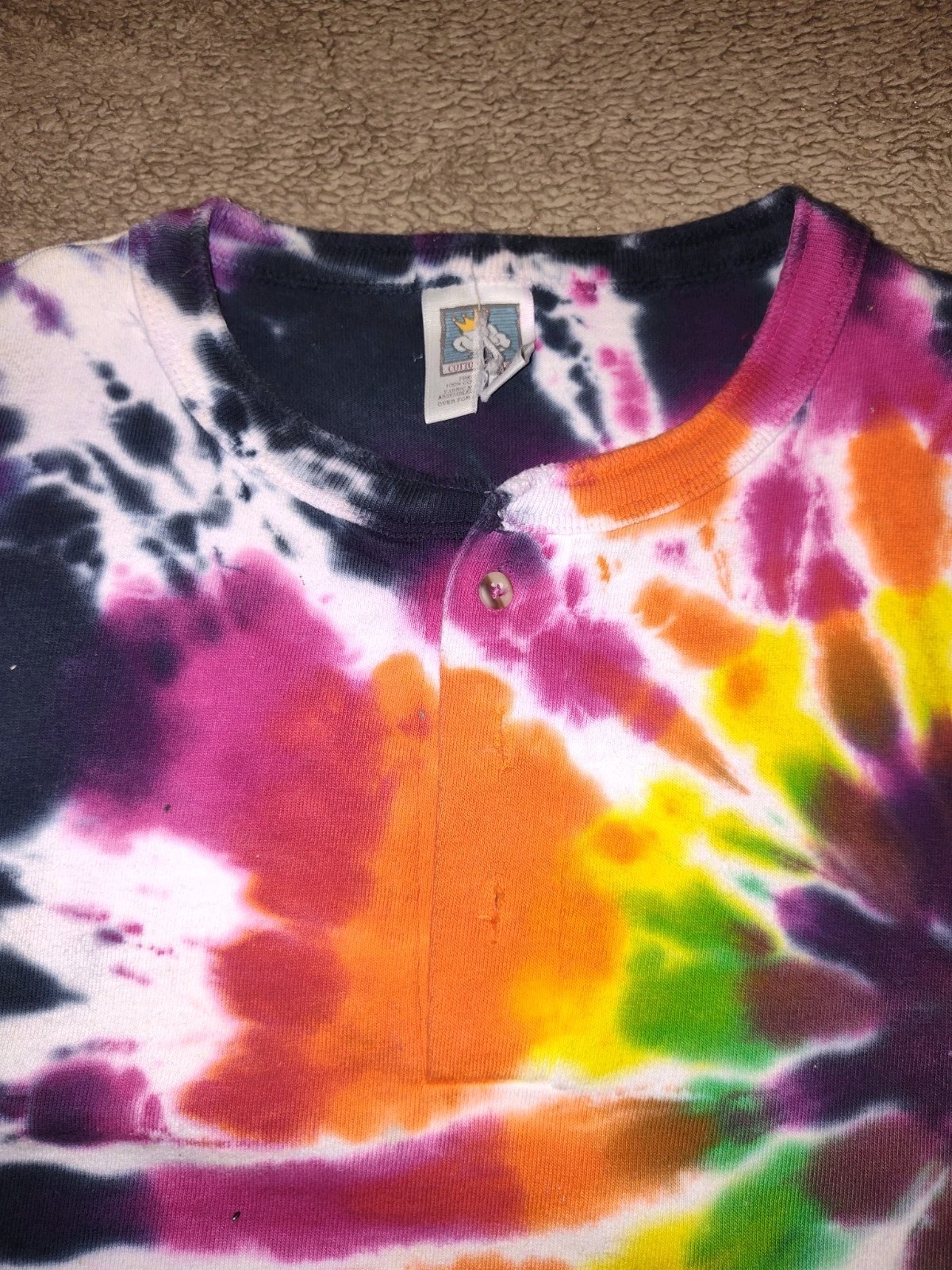 Tye Dye Henley Button Collar Long Sleeve Men’s XL Shirt
