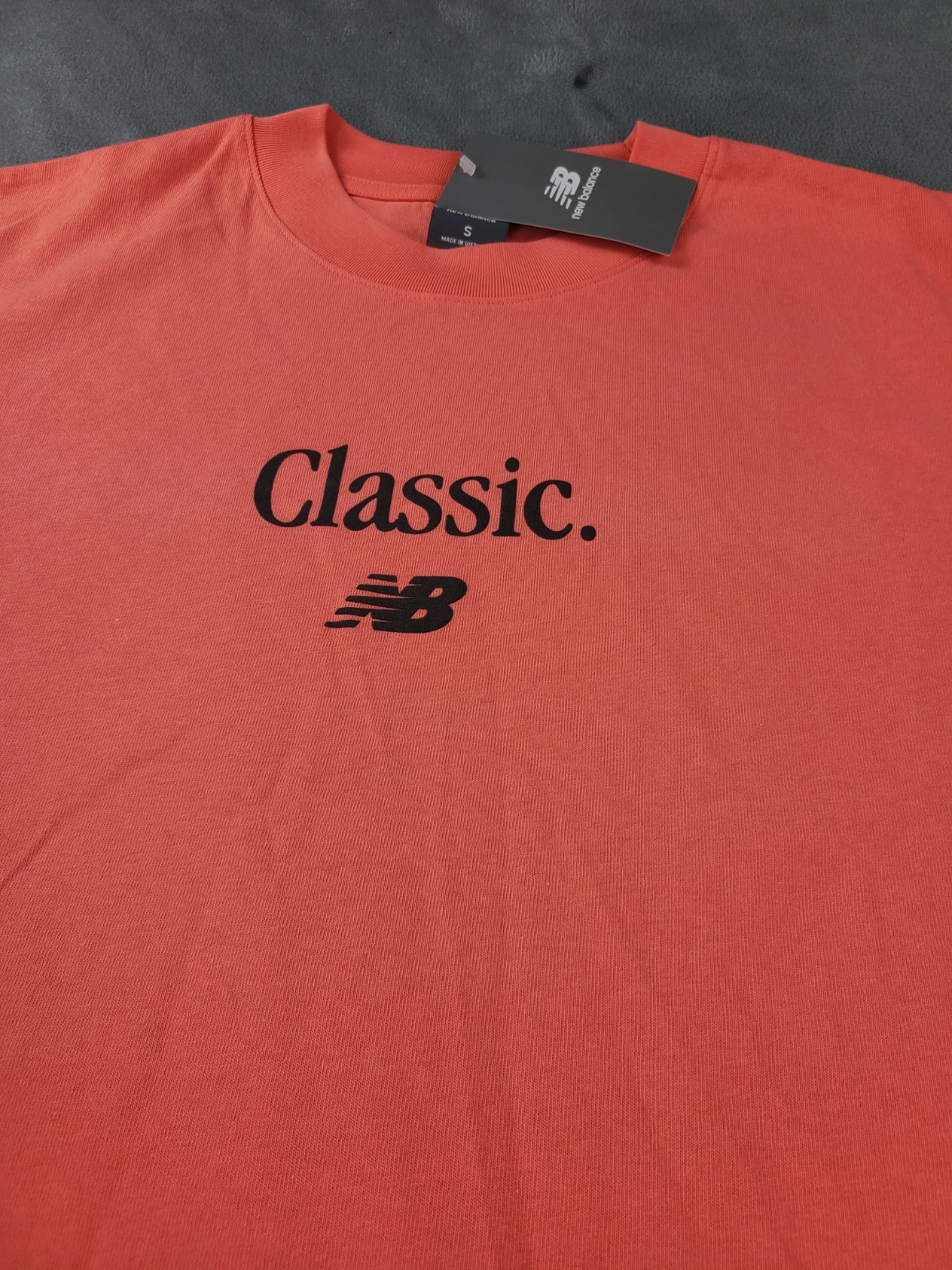 New Balance Timeless Classic T-Shirt Mens Small Red Coral 100% Cotton NWT