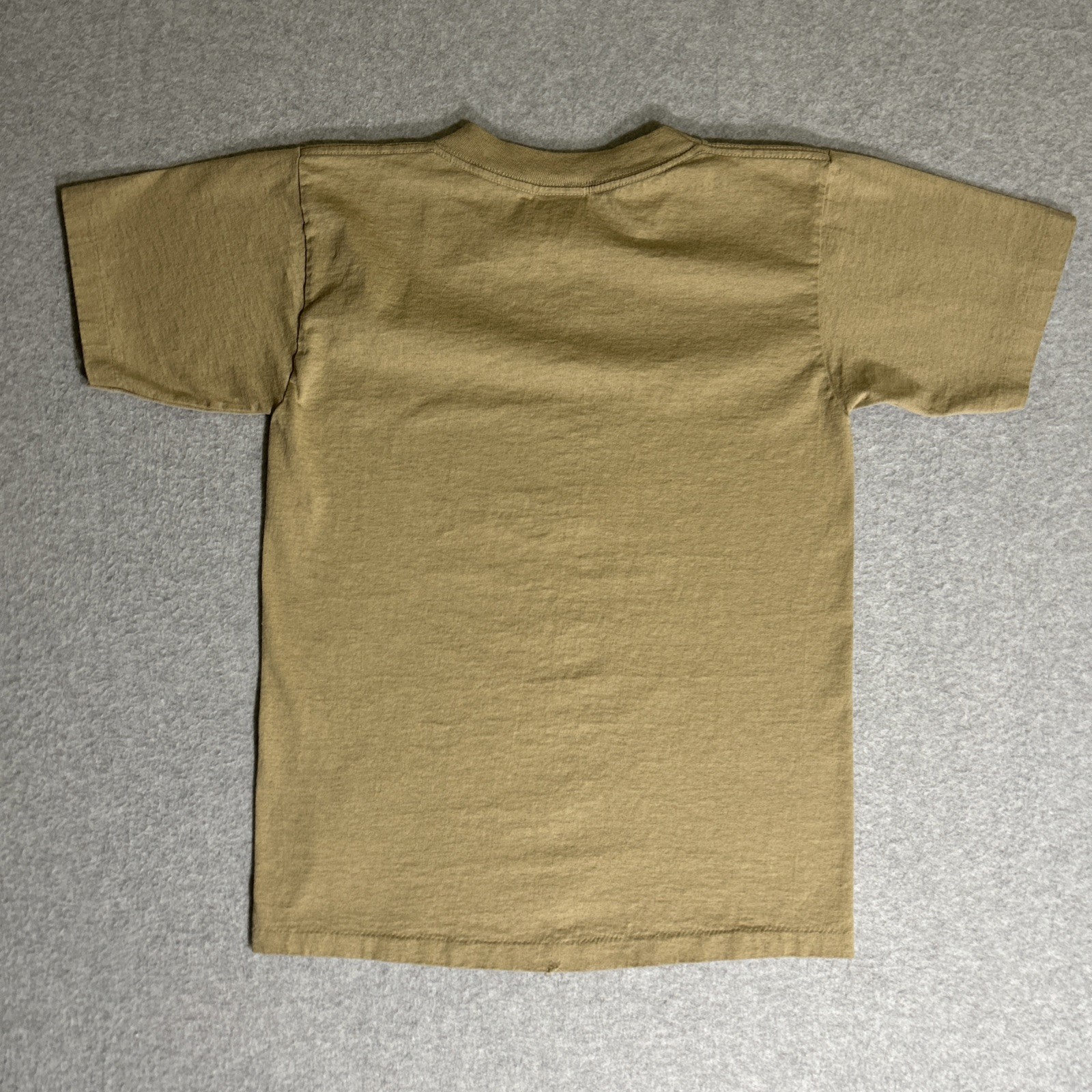 Vtg. 80s/90s Alore Single Stitch Blank Tan T-Shirt Small Made in USA Slub Cotton