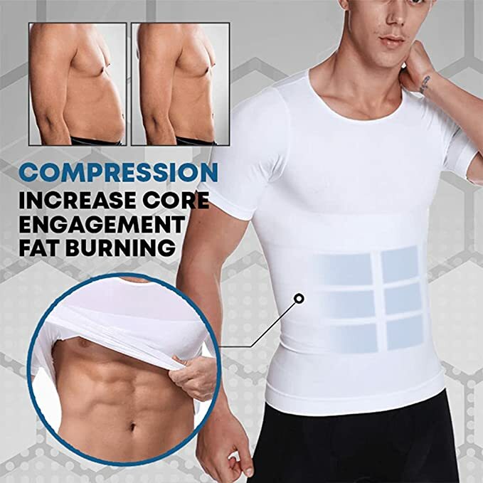 SecondSkin Men’s Abs Shaper Cooling T-Shirt Compression Shirt Slimming Shapewear