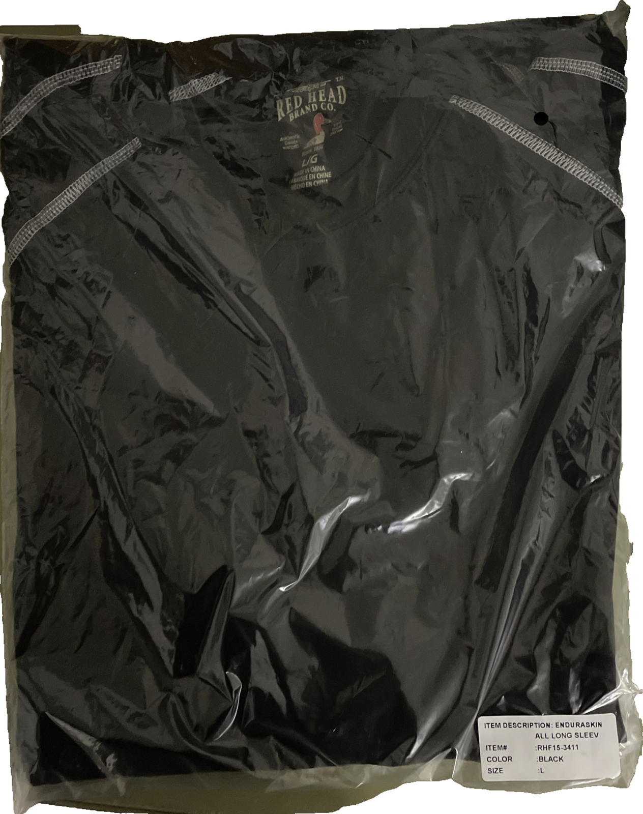 Redhead Enduraskin Base Layer Mens Shirt Sz L Black W/ AXE Technology For Odor