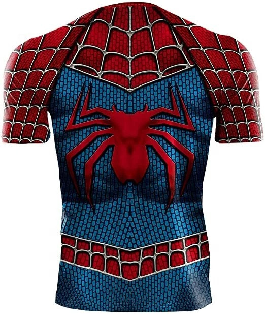 Men’s T-shirts Spider Superhero Compression Tights Short Sleeve Tops Tee Gym