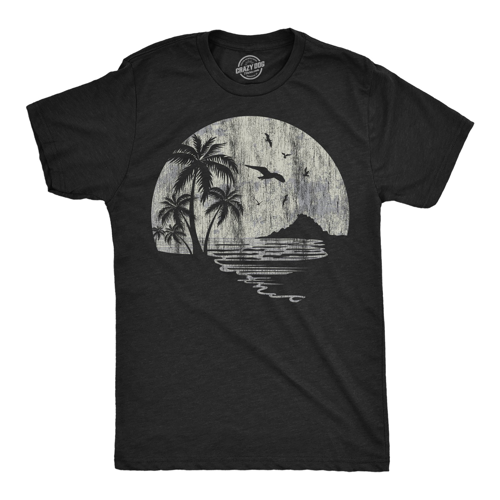 Mens Funny T Shirts Moon Beach Vacation Novelty Graphic Tee for Men