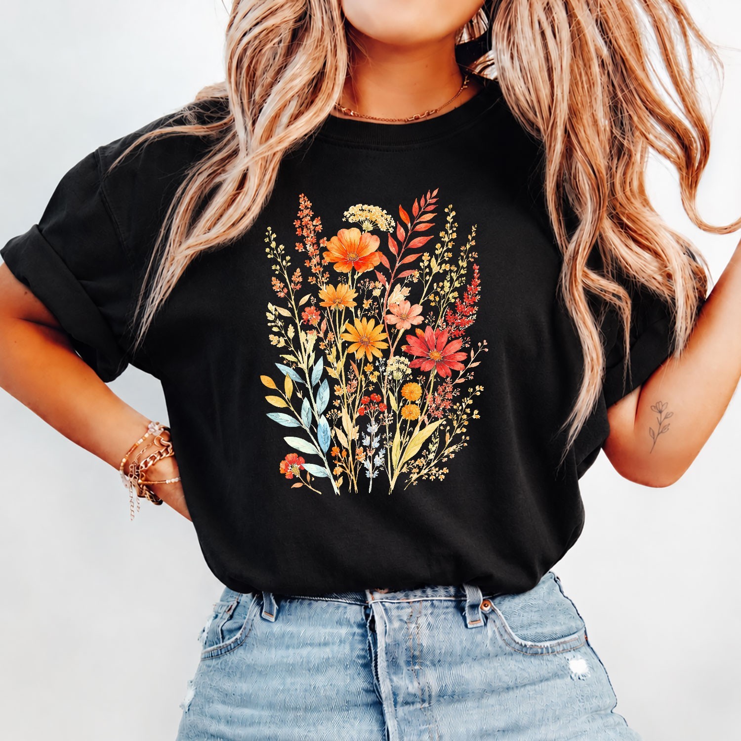 Spring Casual Wear Floral Shirt Perfect Gift Beautiful Blooms Design Tee Apparel