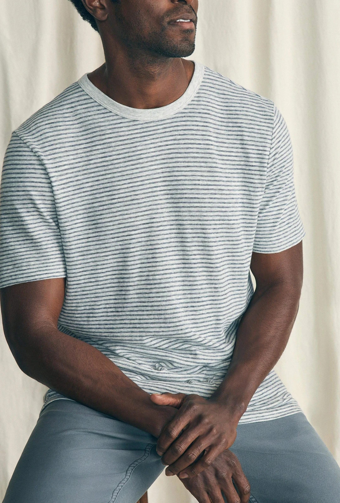 Faherty Vintage Chambray Tee T Shirt Men’s XXL Silver Sea Grey Striped $78 NWT