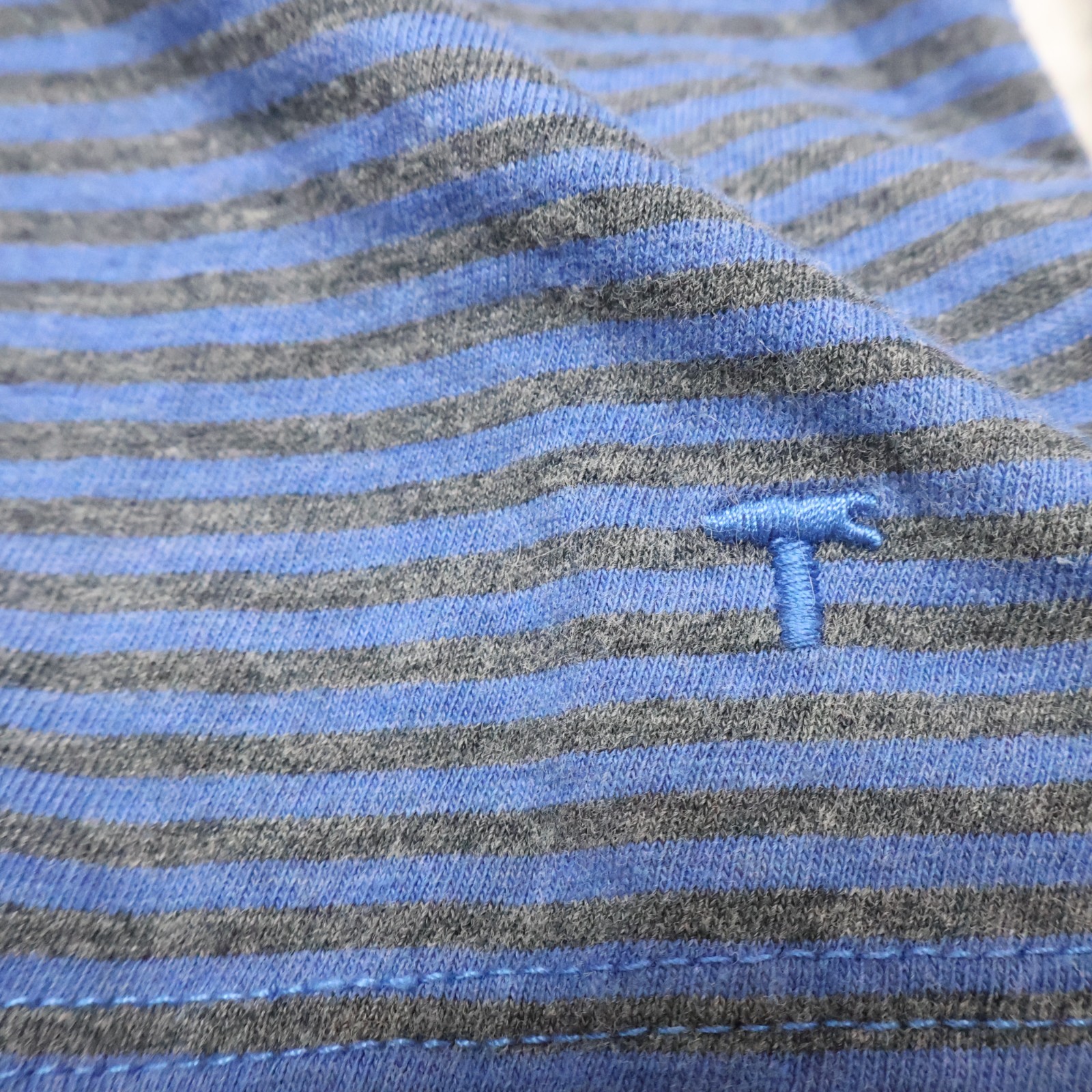 Left Coast Tee Striped V Neck Long Sleeve Shirt Blue Black Men’s XXL