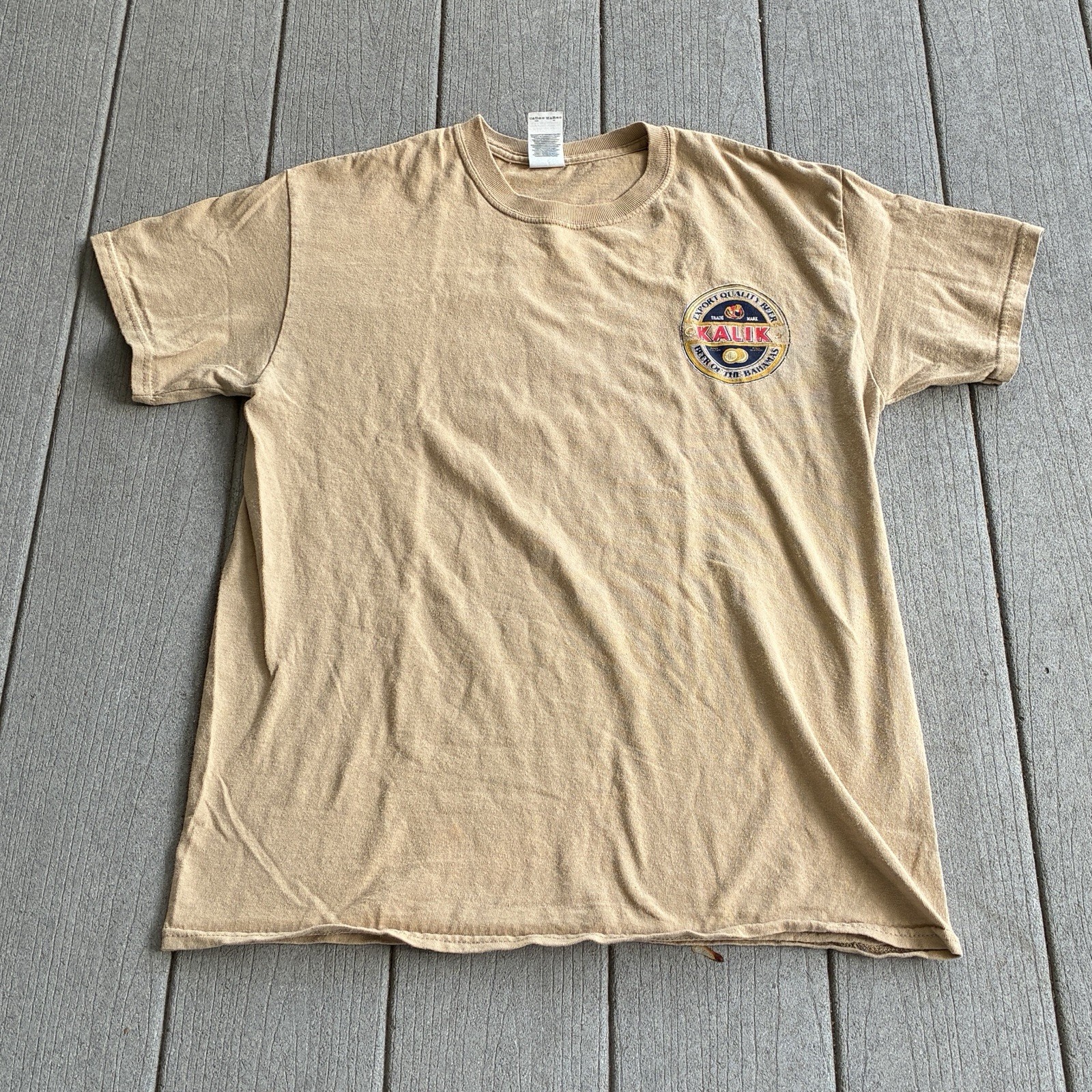 Kalik Beer of the Bahamas GraphicTeeMens Medium Tan Tourist Souvenir Shirt