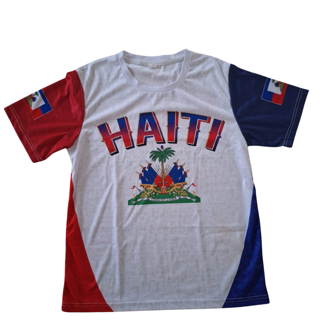 Haitian Flag Shirt Haiti Pride Graphic T-Shirt Unisex White Tee S-XL